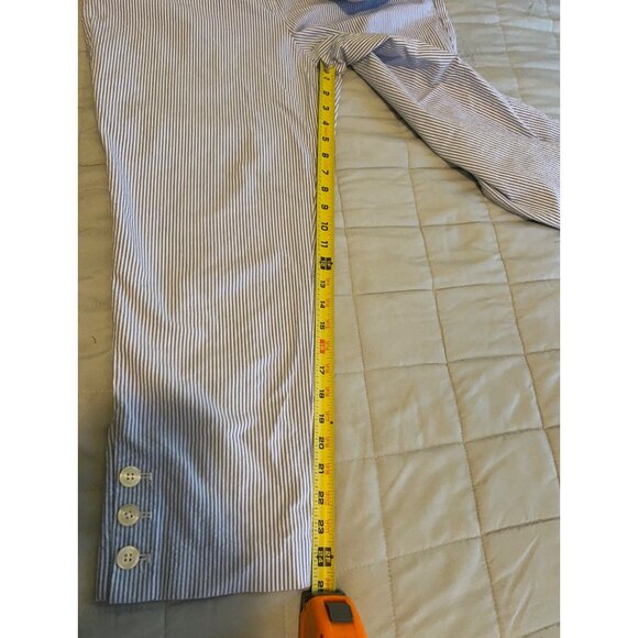 Talbots Women’s Pants Size 12 Blue White Striped Seersucker Cropped Capris Stret - Picture 5 of 10